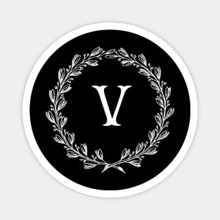 Beautiful Letter V Alphabet Initial Monogram Wreath Magnet